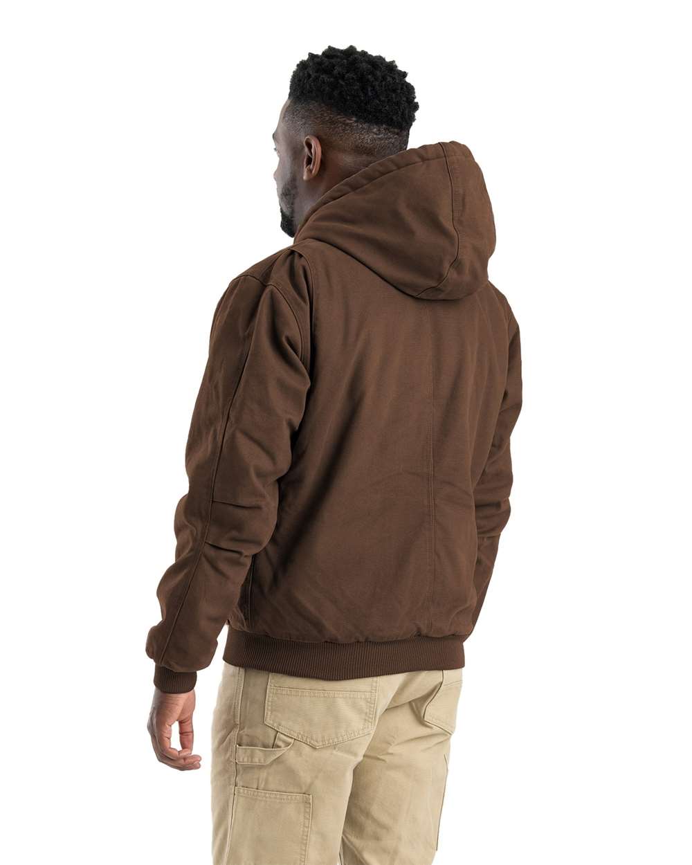 Berne Apparel Men's Heartland Washed Cotton Duck Hooded Jacket - HJ375 Bark