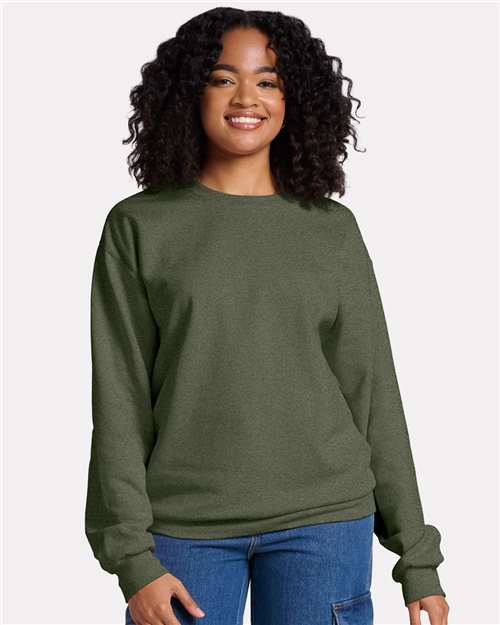 JERZEES Unisex Ultimate CVC Crewneck Sweatshirt - IC48MR - IC48MRJ Military Green Heather
