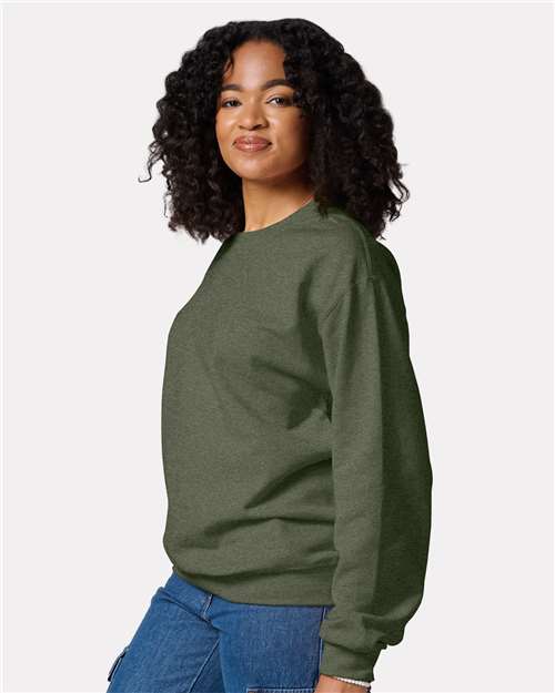 JERZEES Unisex Ultimate CVC Crewneck Sweatshirt - IC48MR - IC48MRJ Military Green Heather