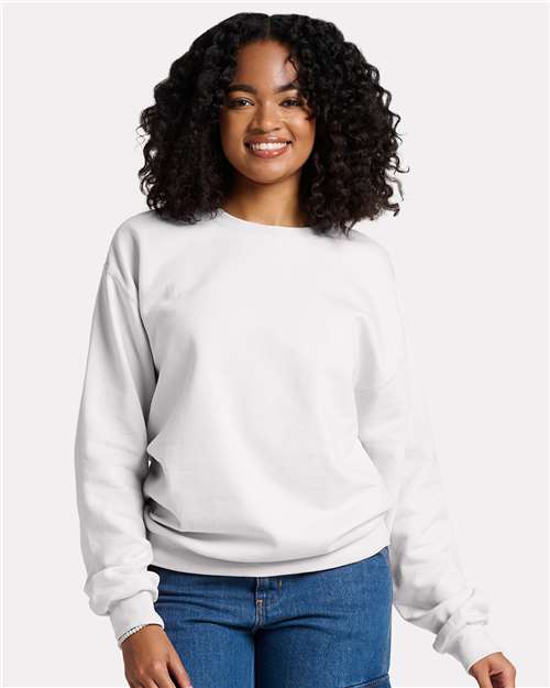 JERZEES Unisex Ultimate CVC Crewneck Sweatshirt - IC48MR - IC48MRJ White