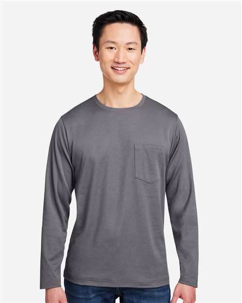 Harriton Unisex Charge Snag and Soil Protect Long Sleeve T-Shirt - M118L Dark Charcoal