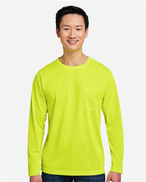 Harriton Unisex Charge Snag and Soil Protect Long Sleeve T-Shirt - M118L Safety Yellow