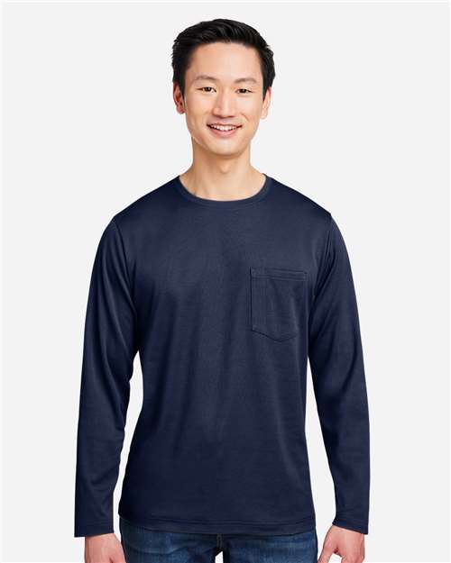 Harriton Unisex Charge Snag and Soil Protect Long Sleeve T-Shirt - M118L Dark Navy
