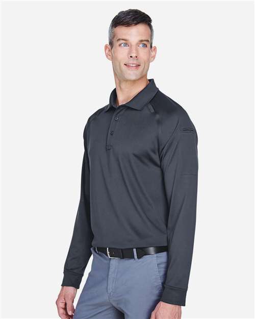 Harriton Men's Advantage Long Sleeve Tactical Polo - M211L Dark Charcoal