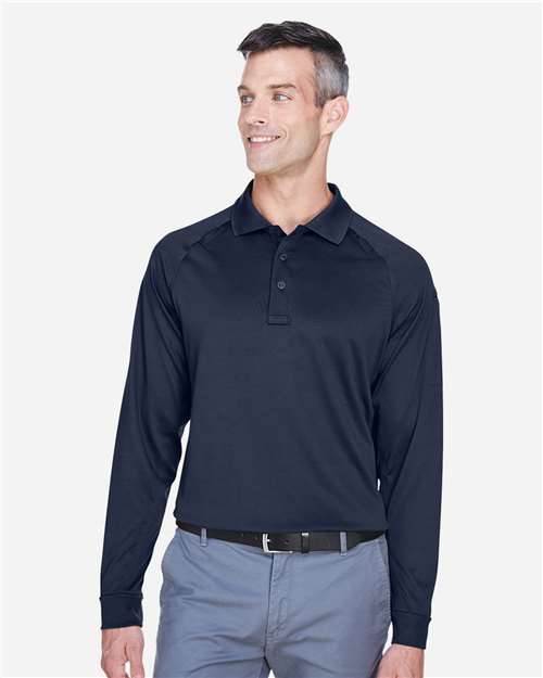 Harriton Men's Advantage Long Sleeve Tactical Polo - M211L Dark Navy