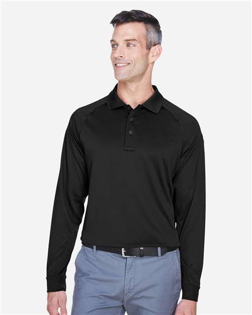 Harriton Men's Advantage Long Sleeve Tactical Polo - M211L Black