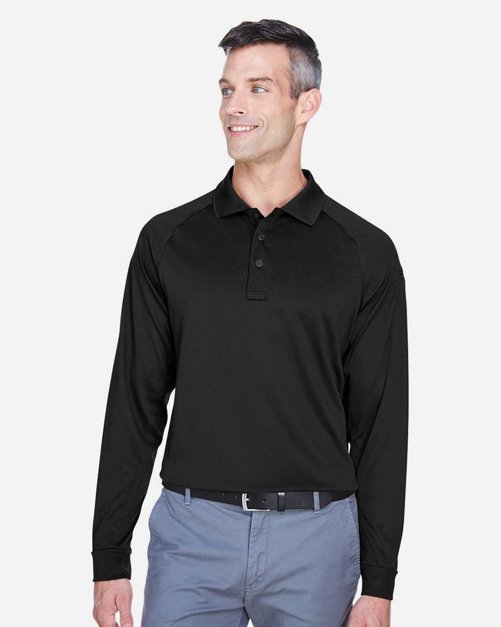 Harriton Men's Advantage Long Sleeve Tactical Polo - M211L Black