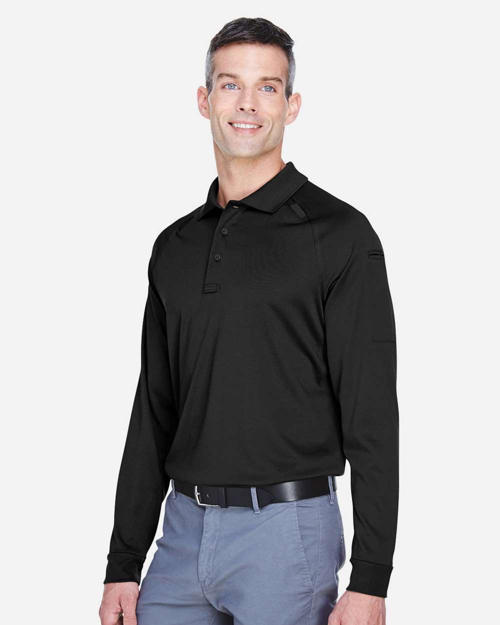 Harriton Men's Advantage Long Sleeve Tactical Polo - M211L Black