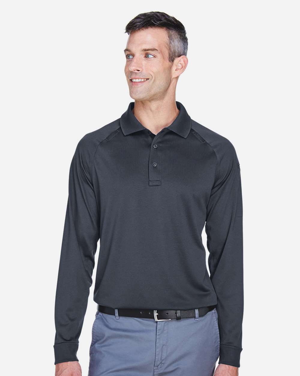 Harriton Men's Advantage Long Sleeve Tactical Polo - M211L Dark Charcoal