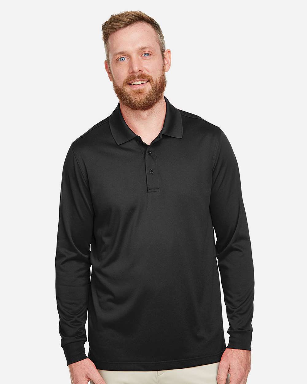 Harriton Men's Advantage Snag Protection Plus IL Long Sleeve Polo - M348L Black