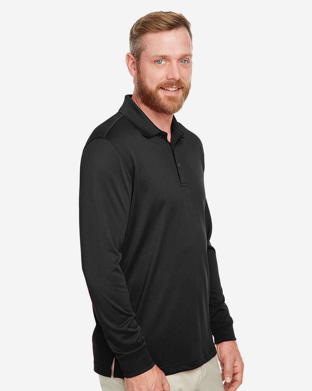 Harriton Men's Advantage Snag Protection Plus IL Long Sleeve Polo - M348L Black