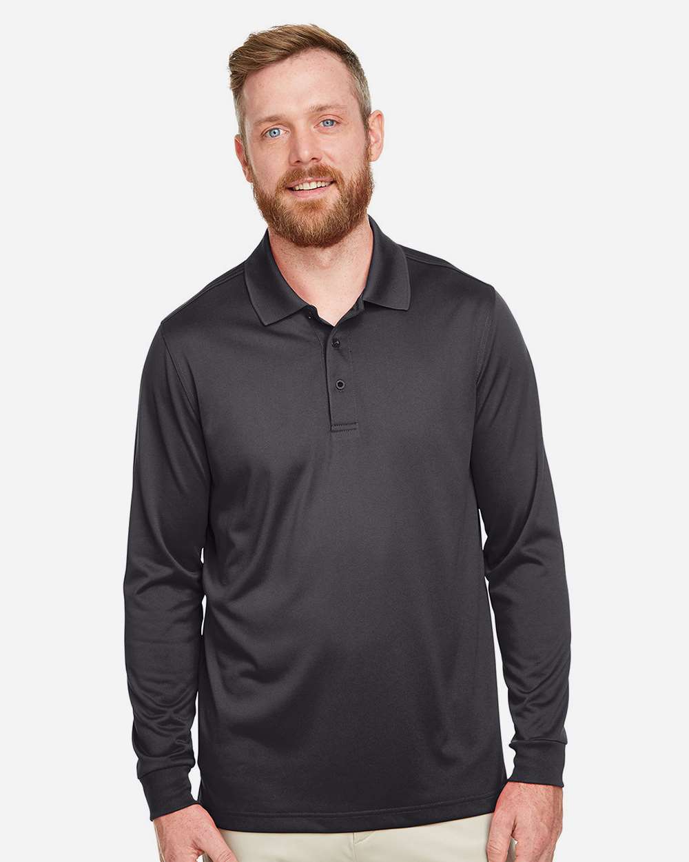 Harriton Men's Advantage Snag Protection Plus IL Long Sleeve Polo - M348L Dark Charcoal