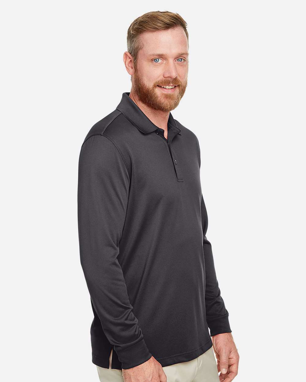 Harriton Men's Advantage Snag Protection Plus IL Long Sleeve Polo - M348L Dark Charcoal