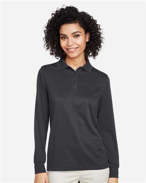 Harriton Women's Advantage Snag Protection Plus IL Long Sleeve Polo - M348LW Dark Charcoal