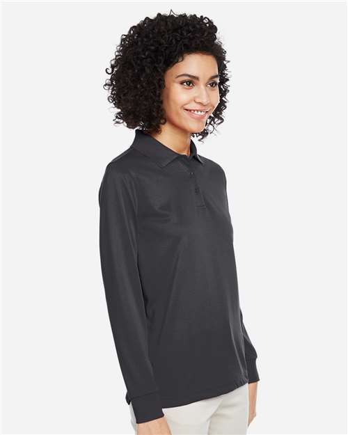Harriton Women's Advantage Snag Protection Plus IL Long Sleeve Polo - M348LW Dark Charcoal