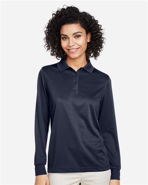 Harriton Women's Advantage Snag Protection Plus IL Long Sleeve Polo - M348LW Dark Navy