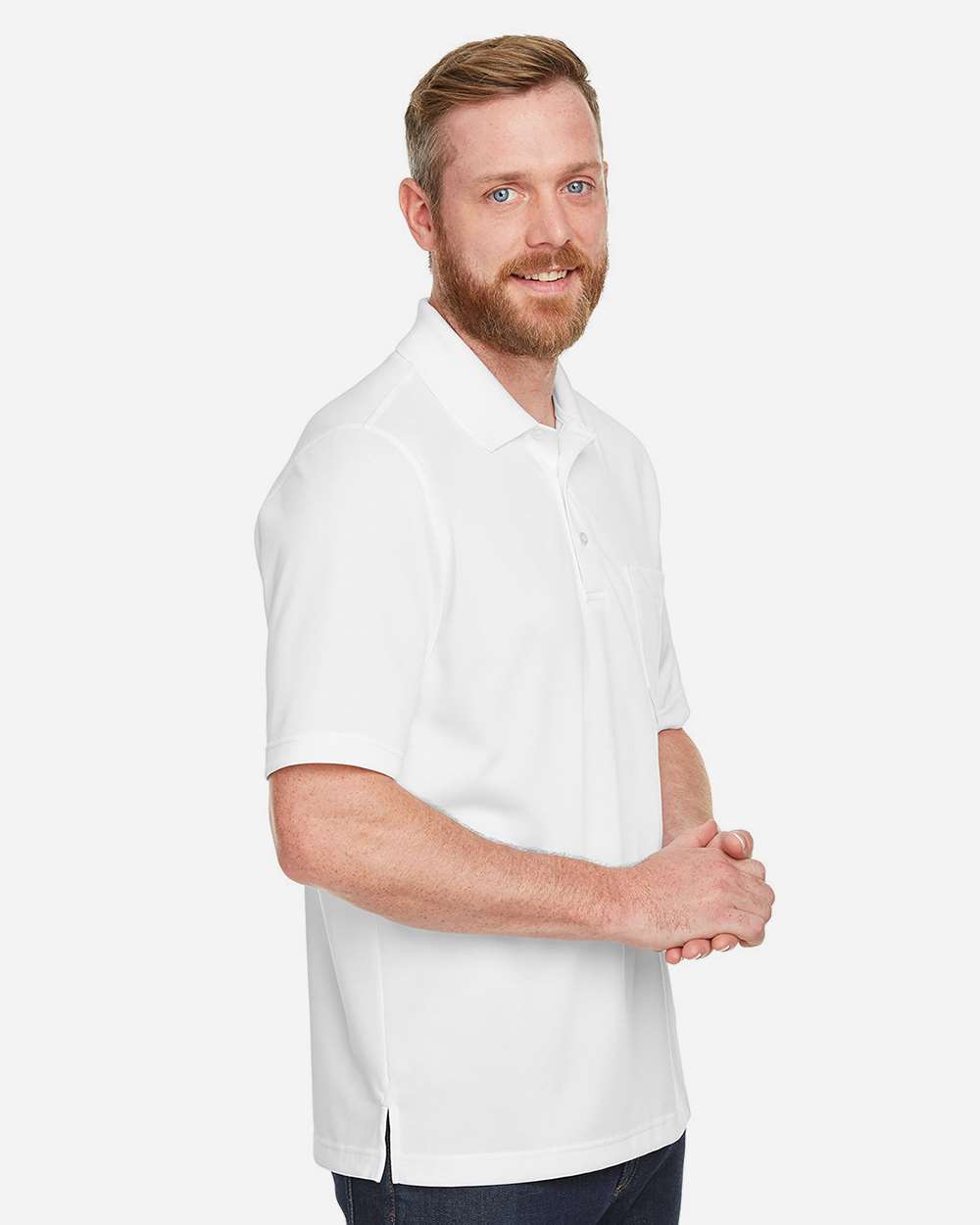 Harriton Men's Advantage Snag Protection Plus IL Pocket Polo - M348P White