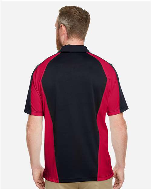Harriton Men's Advantage Snag Protection Plus IL Colorblock Polo - M385 Black- Red- Dark Charcoal