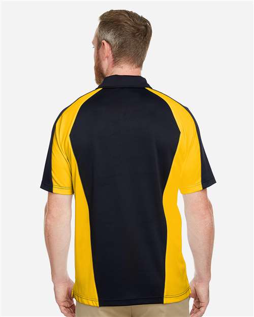 Harriton Men's Advantage Snag Protection Plus IL Colorblock Polo - M385 Black- Sunray Yellow- Dark Charcoal