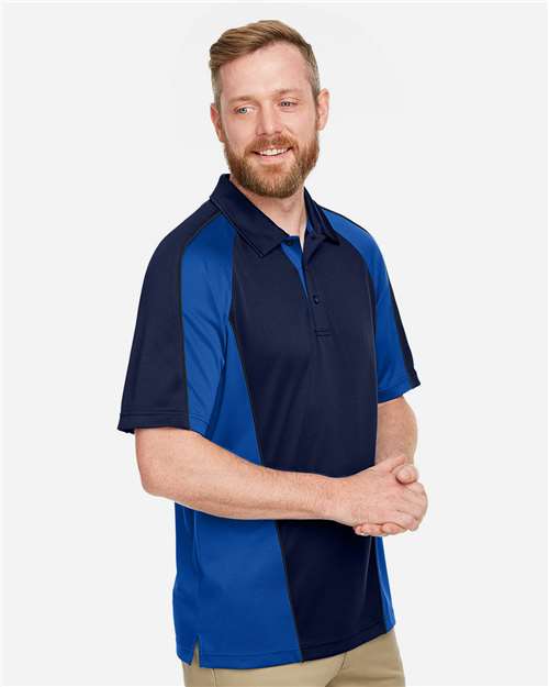 Harriton Men's Advantage Snag Protection Plus IL Colorblock Polo - M385 Dark Navy- True Royal- Dark Charcoal