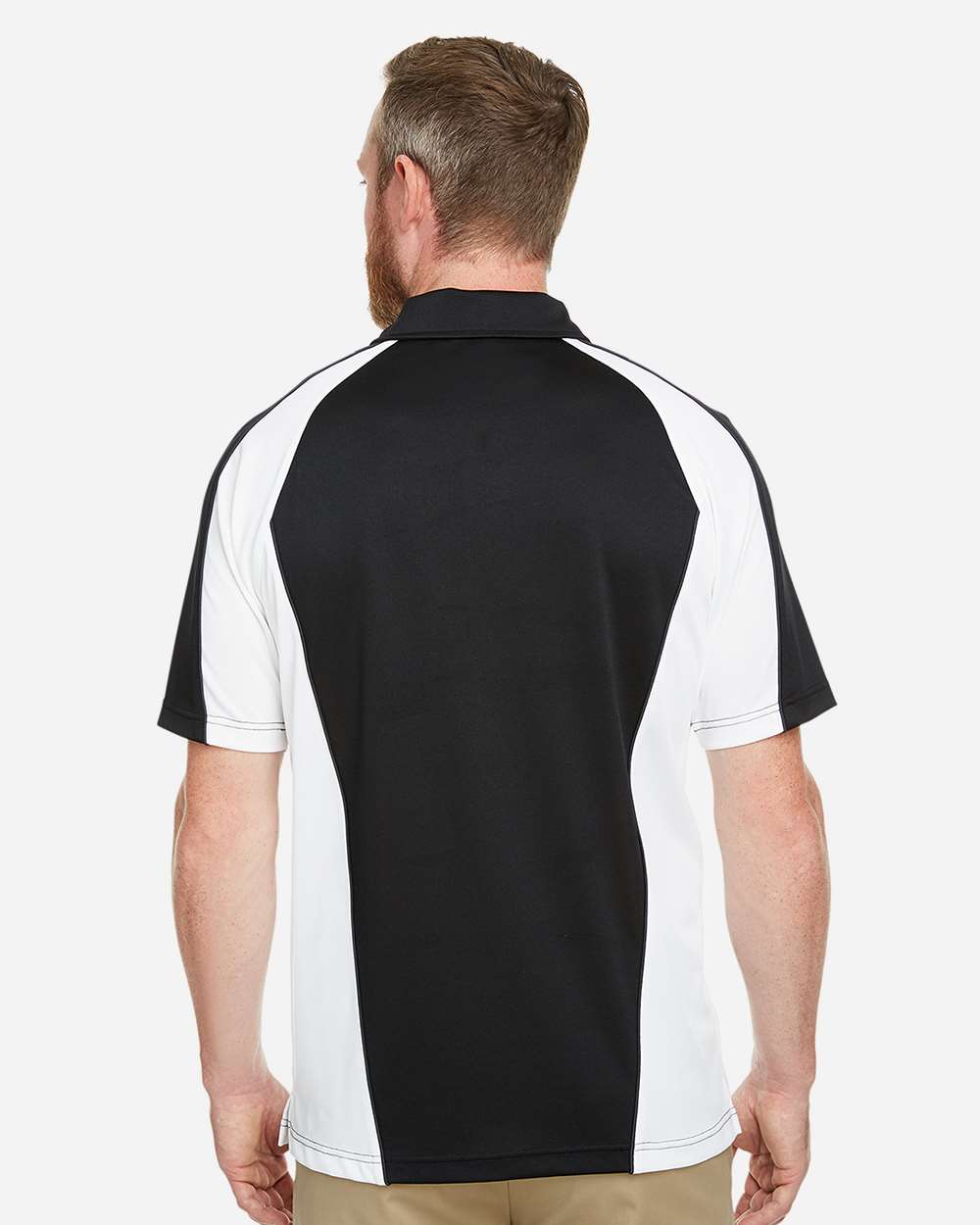 Harriton Men's Advantage Snag Protection Plus IL Colorblock Polo - M385 Black- White- Dark Charcoal