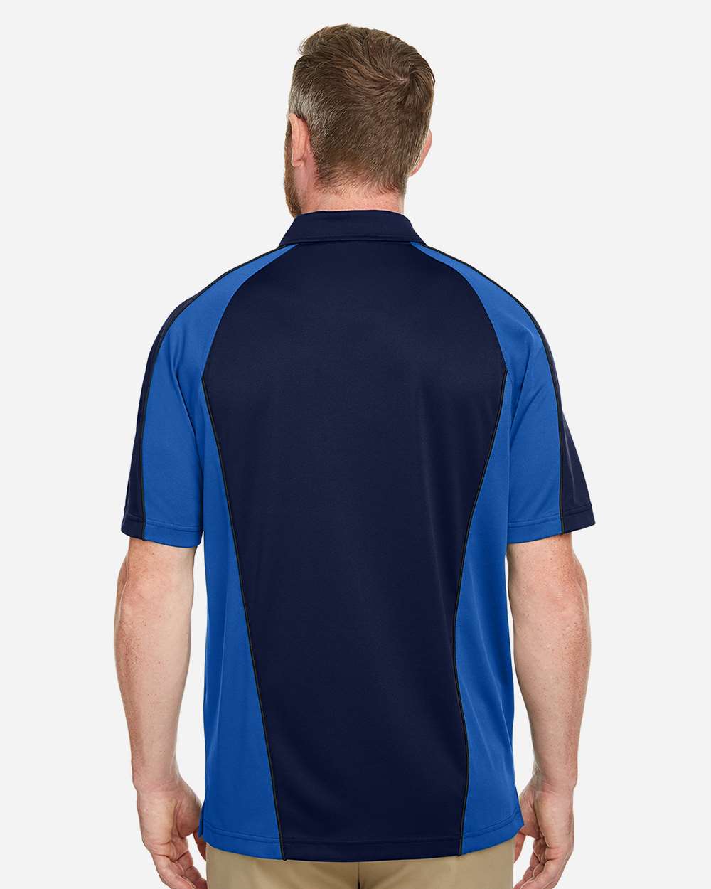 Harriton Men's Advantage Snag Protection Plus IL Colorblock Polo - M385 Dark Navy- True Royal- Dark Charcoal