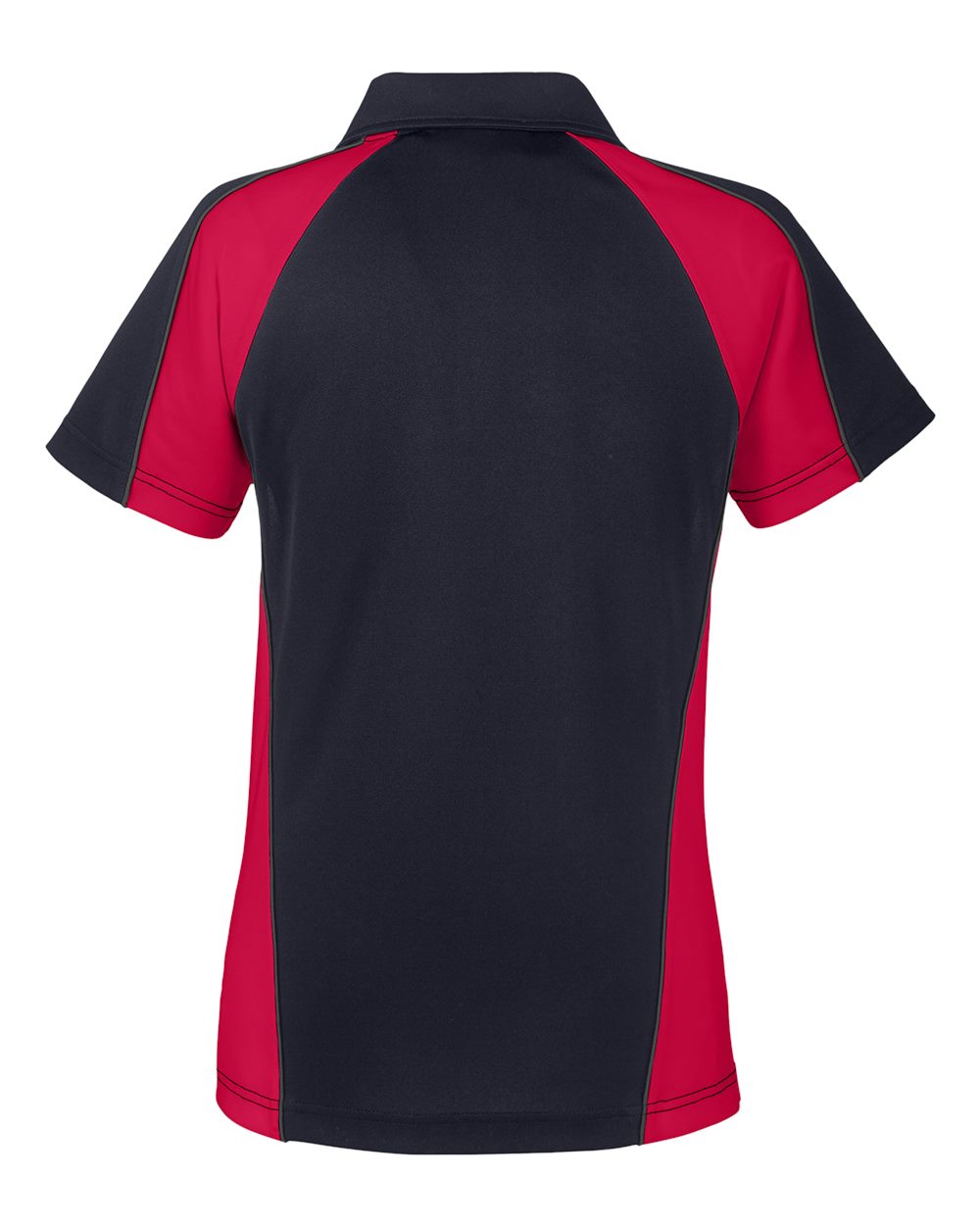 Harriton Women's Advantage Snag Protection Plus IL Colorblock Polo - M385W Black- Red- Dark Charcoal