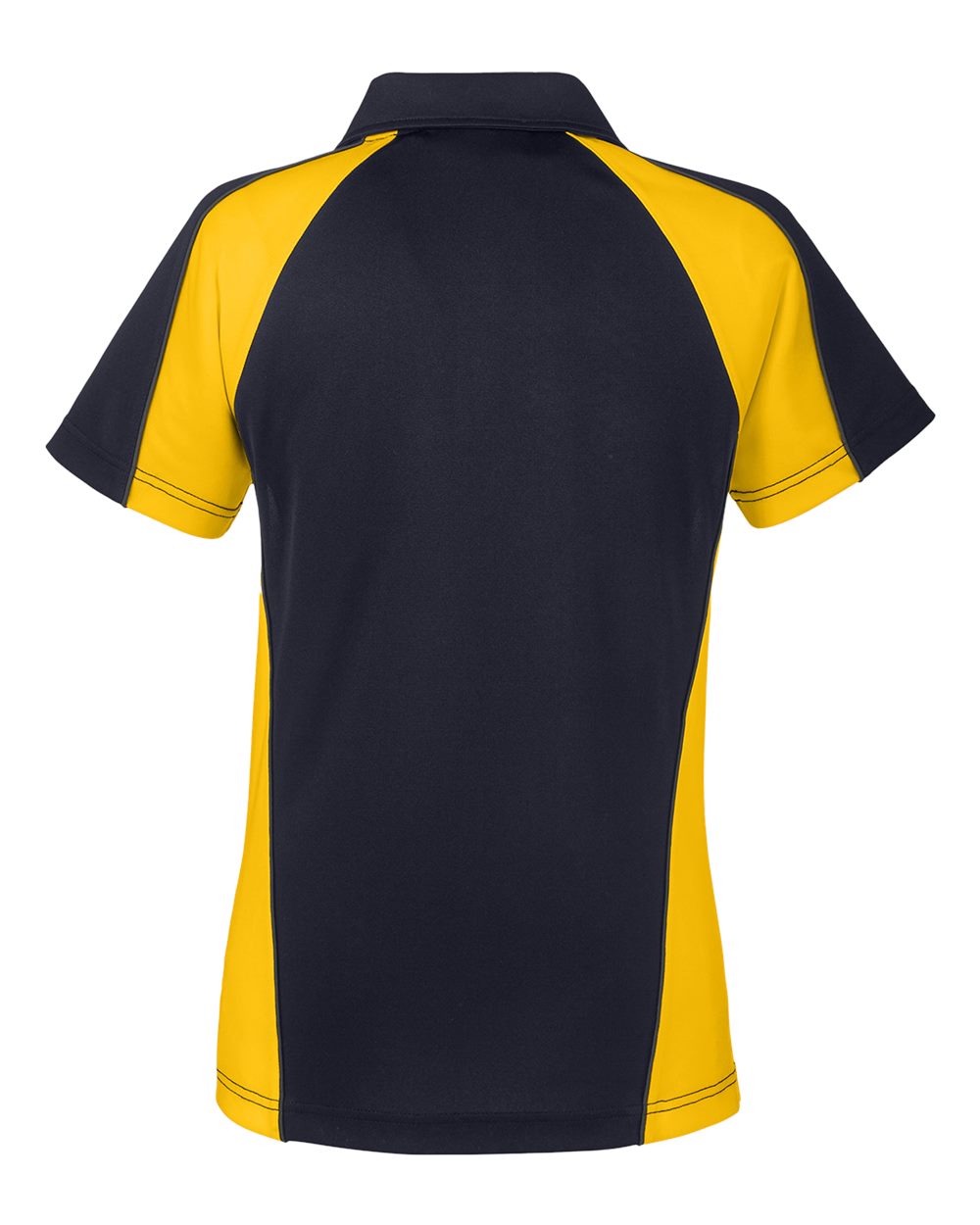 Harriton Women's Advantage Snag Protection Plus IL Colorblock Polo - M385W Black- Sunray Yellow- Dark Charcoal