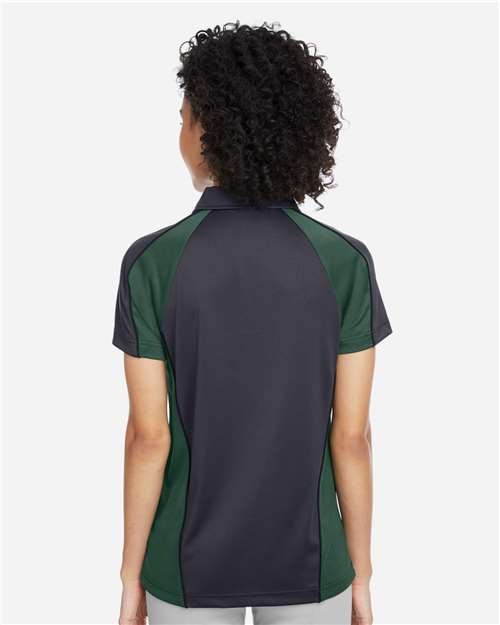 Harriton Women's Advantage Snag Protection Plus IL Colorblock Polo - M385W Dark Charcoal- Dark Green- Black