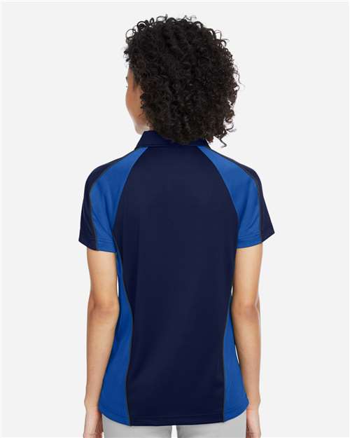 Harriton Women's Advantage Snag Protection Plus IL Colorblock Polo - M385W Dark Navy- True Royal- Dark Charcoal
