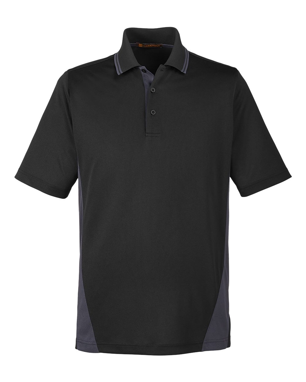 Harriton Men's Flash Snag Protection Plus IL Colorblock Polo - M386 Black- Dark Charcoal