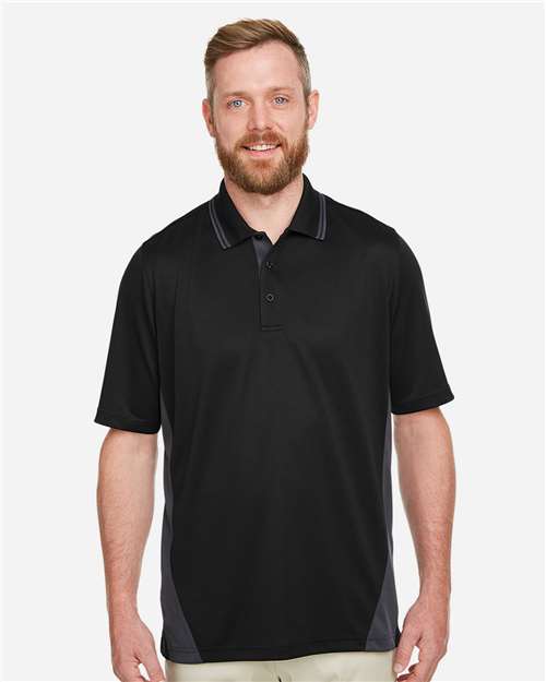 Harriton Men's Flash Snag Protection Plus IL Colorblock Polo - M386 Black- Dark Charcoal