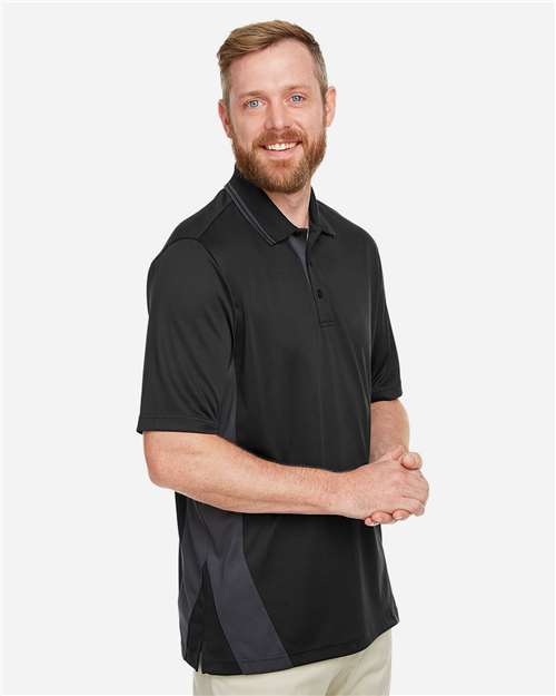 Harriton Men's Flash Snag Protection Plus IL Colorblock Polo - M386 Black- Dark Charcoal