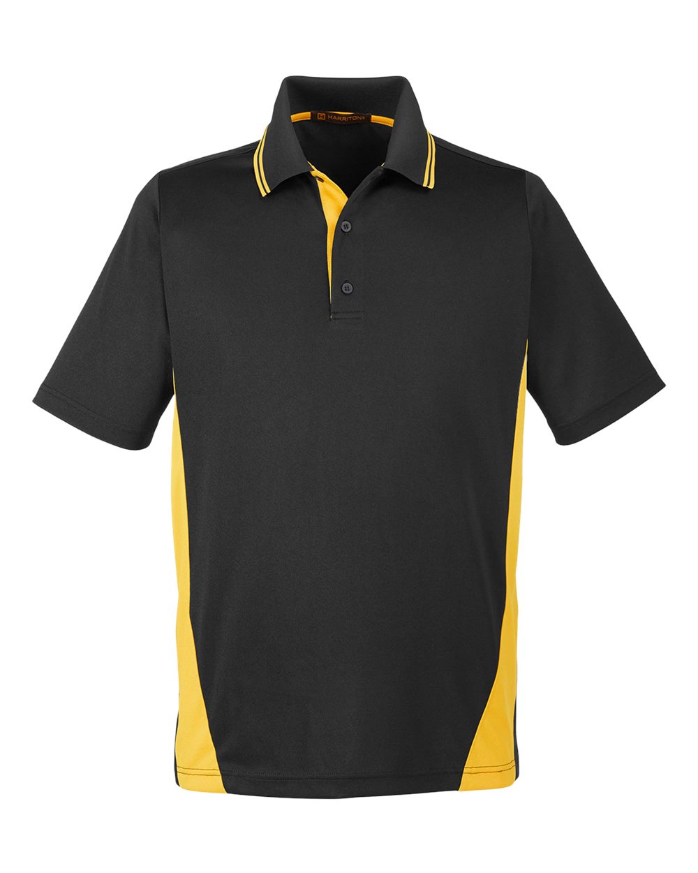 Harriton Men's Flash Snag Protection Plus IL Colorblock Polo - M386 Black- Sunray Yellow