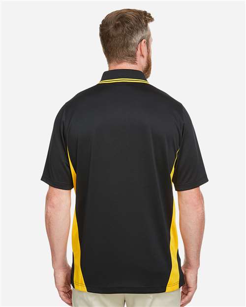 Harriton Men's Flash Snag Protection Plus IL Colorblock Polo - M386 Black- Sunray Yellow