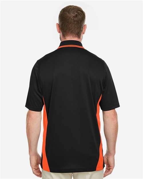 Harriton Men's Flash Snag Protection Plus IL Colorblock Polo - M386 Black- Team Orange