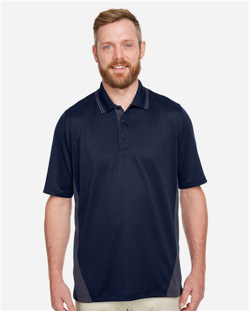 Harriton Men's Flash Snag Protection Plus IL Colorblock Polo - M386 Dark Navy- Dark Charcoal