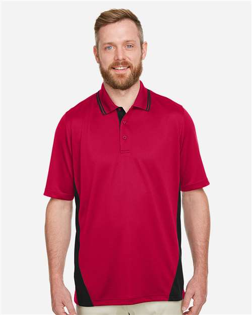 Harriton Men's Flash Snag Protection Plus IL Colorblock Polo - M386 Red- Black
