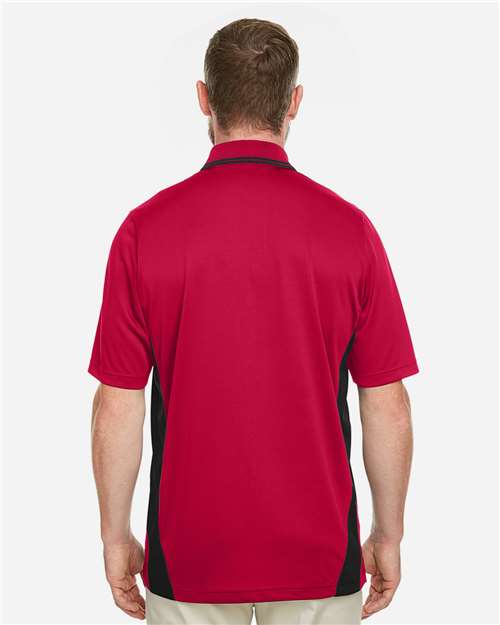 Harriton Men's Flash Snag Protection Plus IL Colorblock Polo - M386 Red- Black