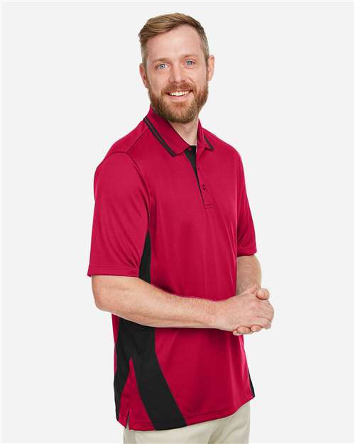 Harriton Men's Flash Snag Protection Plus IL Colorblock Polo - M386 Red- Black