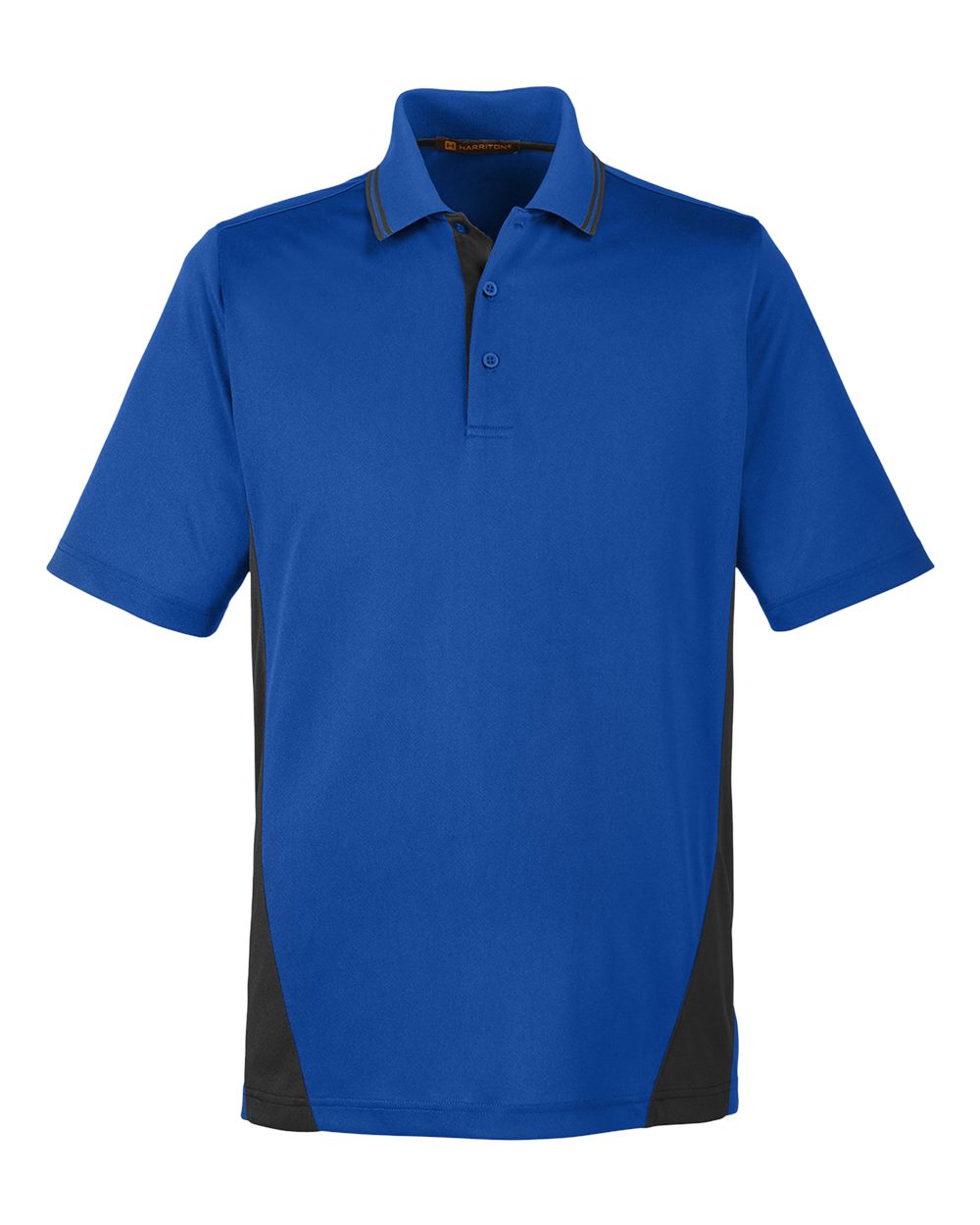 Harriton Men's Flash Snag Protection Plus IL Colorblock Polo - M386 True Royal- Black