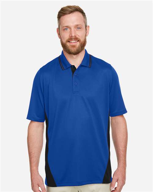 Harriton Men's Flash Snag Protection Plus IL Colorblock Polo - M386 True Royal- Black