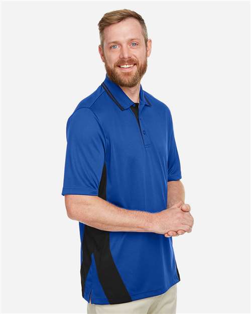 Harriton Men's Flash Snag Protection Plus IL Colorblock Polo - M386 True Royal- Black