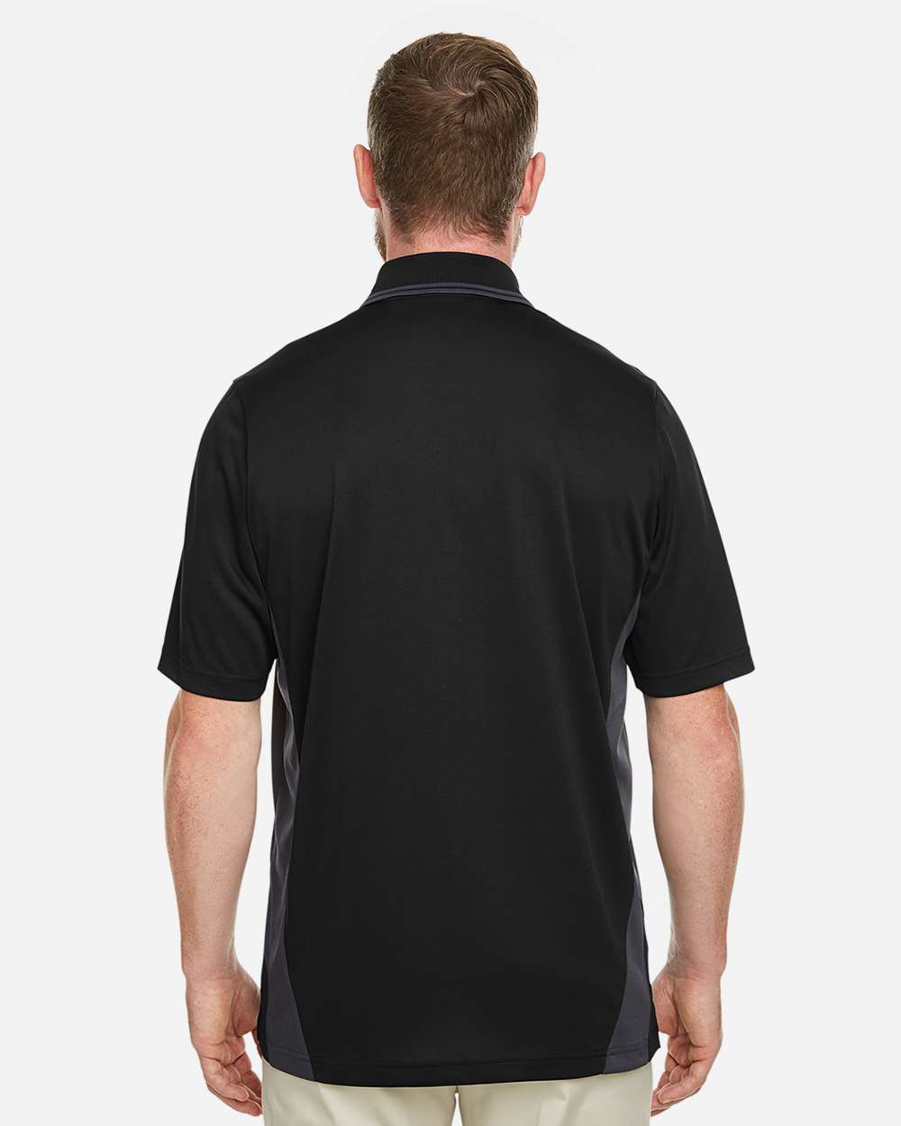 Harriton Men's Flash Snag Protection Plus IL Colorblock Polo - M386 Black- Dark Charcoal