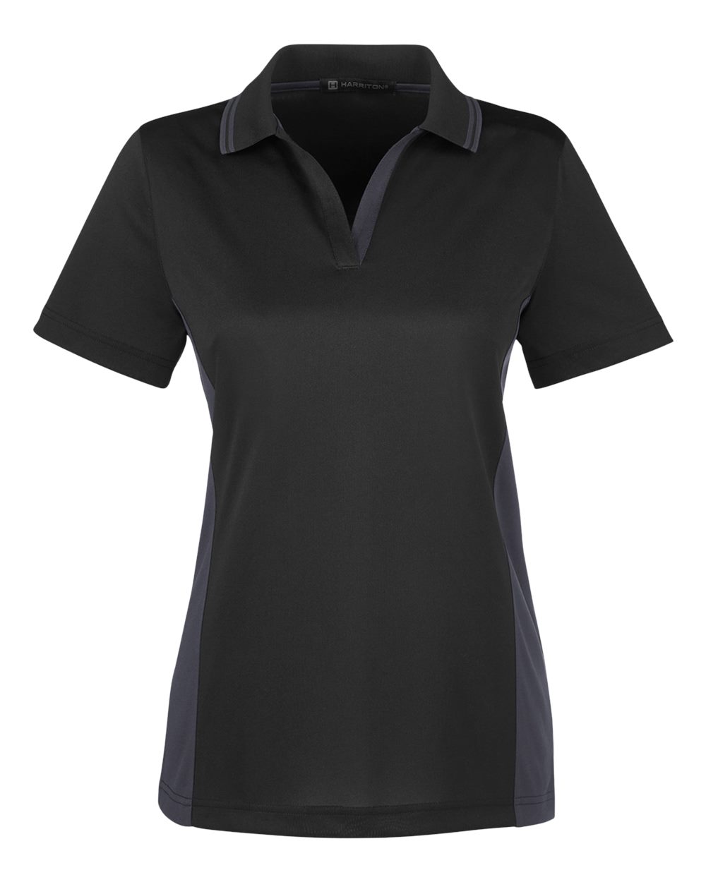 Harriton Women's Flash Snag Protection Plus IL Colorblock Polo - M386W Black- Dark Charcoal
