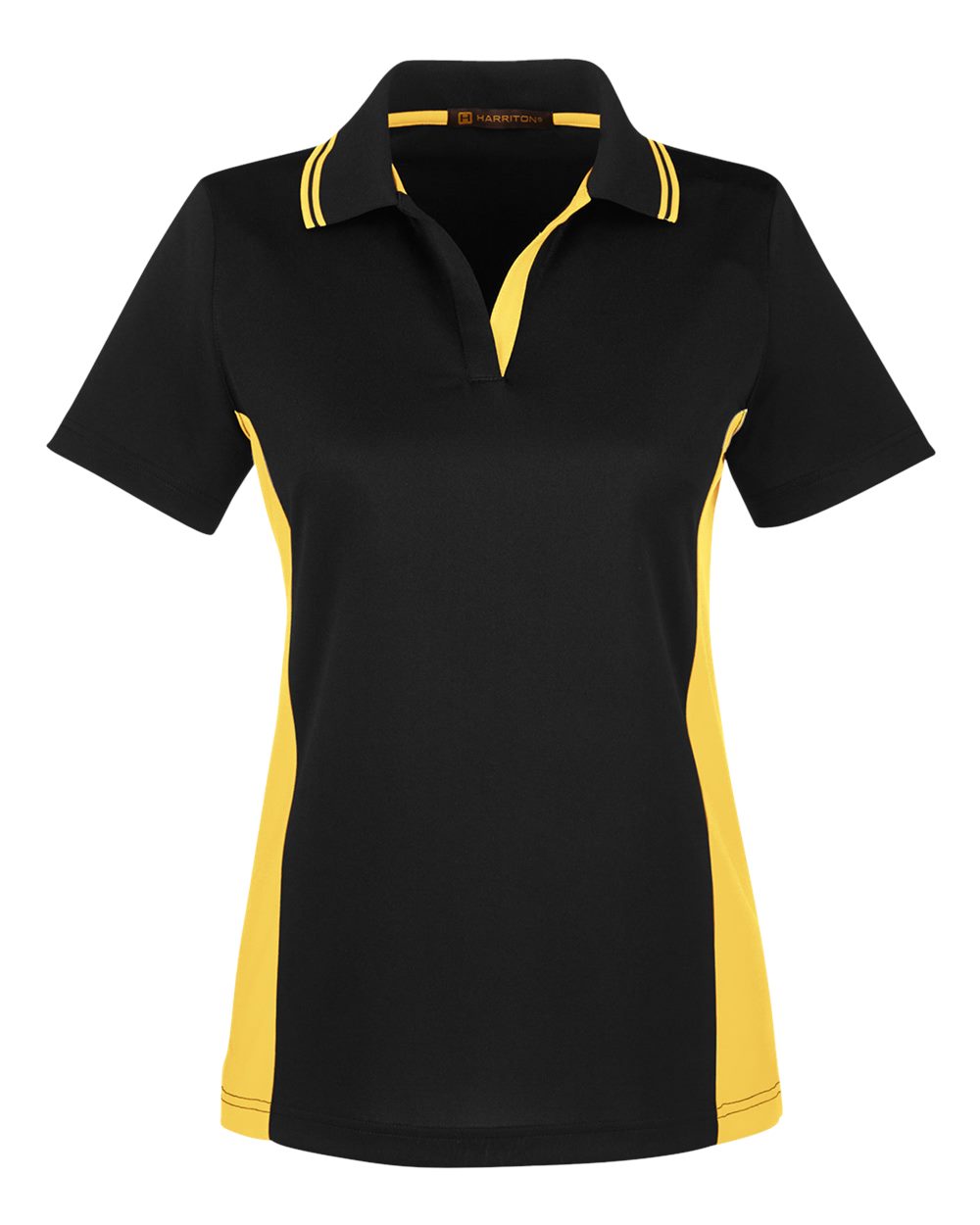 Harriton Women's Flash Snag Protection Plus IL Colorblock Polo - M386W Black- Sunray Yellow