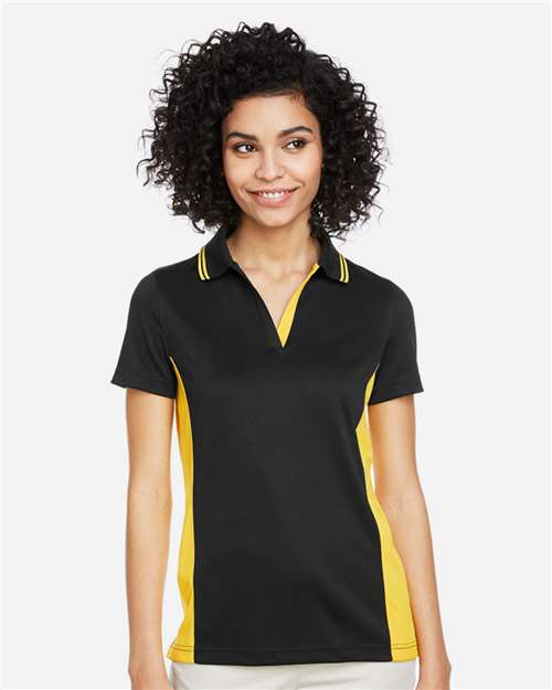 Harriton Women's Flash Snag Protection Plus IL Colorblock Polo - M386W Black- Sunray Yellow