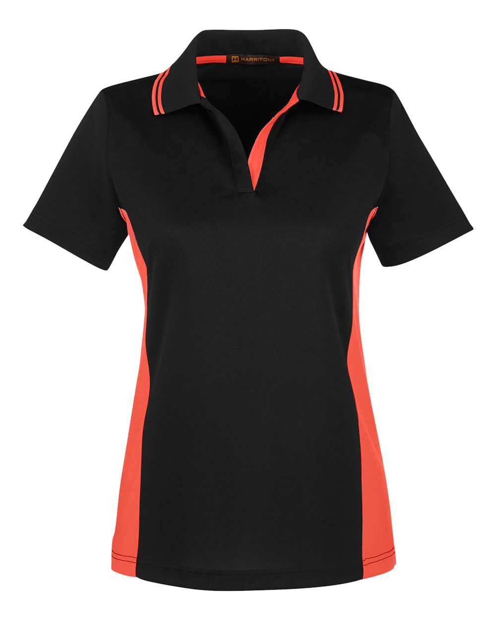 Harriton Women's Flash Snag Protection Plus IL Colorblock Polo - M386W Black- Team Orange