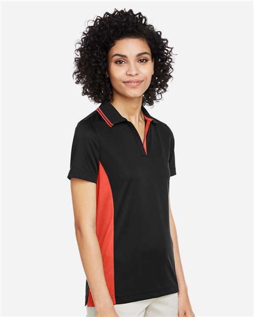 Harriton Women's Flash Snag Protection Plus IL Colorblock Polo - M386W Black- Team Orange