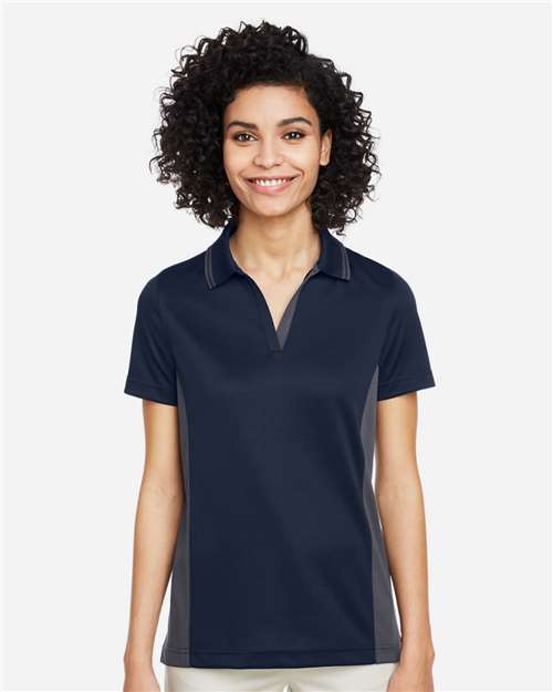 Harriton Women's Flash Snag Protection Plus IL Colorblock Polo - M386W Dark Navy- Dark Charcoal